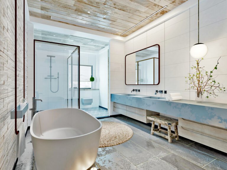 3d render. Modern bathroom interior.